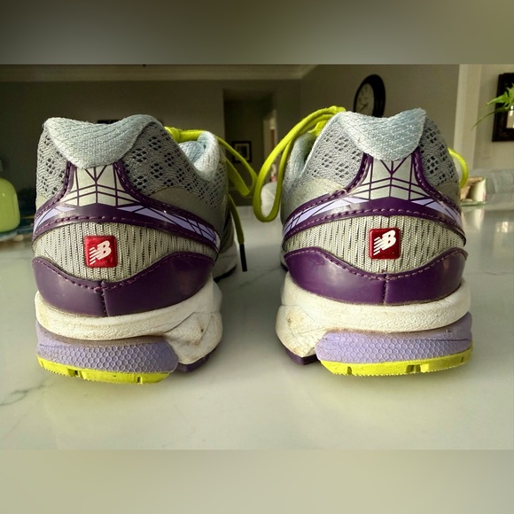 New Balance Women's Athletic Shoes in Gray, Purple and Neon Yellow - Picture 3 of 4